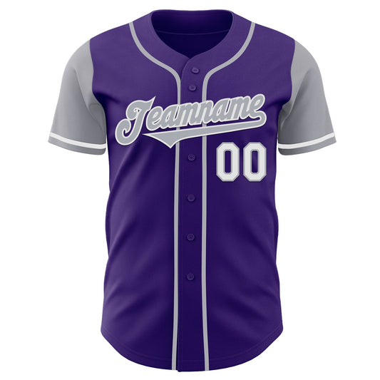 Custom Purple Gray-White Authentic Two Tone Baseball Jersey - Sky-Custom