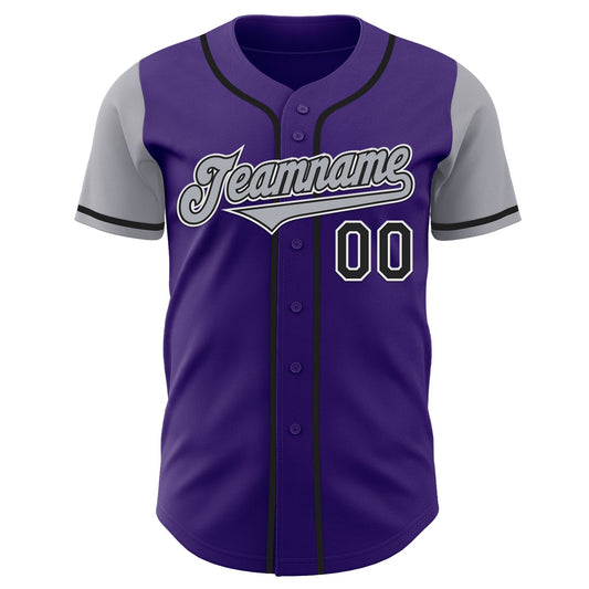 Custom Purple Gray-Black Authentic Two Tone Baseball Jersey - Sky-Custom