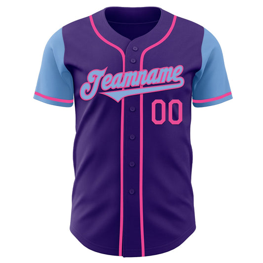 Custom Purple Light Blue-Pink Authentic Two Tone Baseball Jersey - Sky-Custom