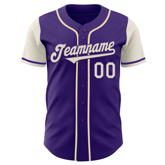 Custom Purple Cream Authentic Two Tone Baseball Jersey - Sky-Custom