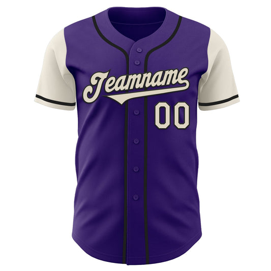 Custom Purple Cream-Black Authentic Two Tone Baseball Jersey - Sky-Custom