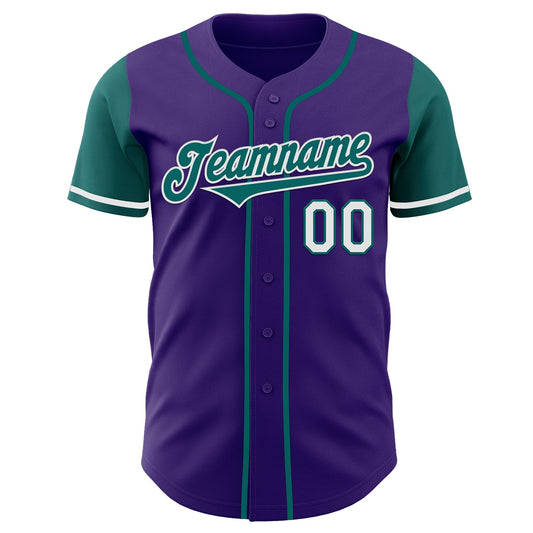Custom Purple Teal-White Authentic Two Tone Baseball Jersey - Sky-Custom