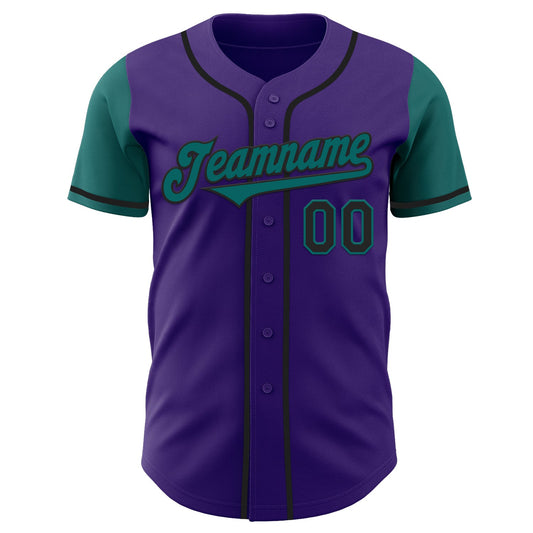 Custom Purple Teal-Black Authentic Two Tone Baseball Jersey - Sky-Custom