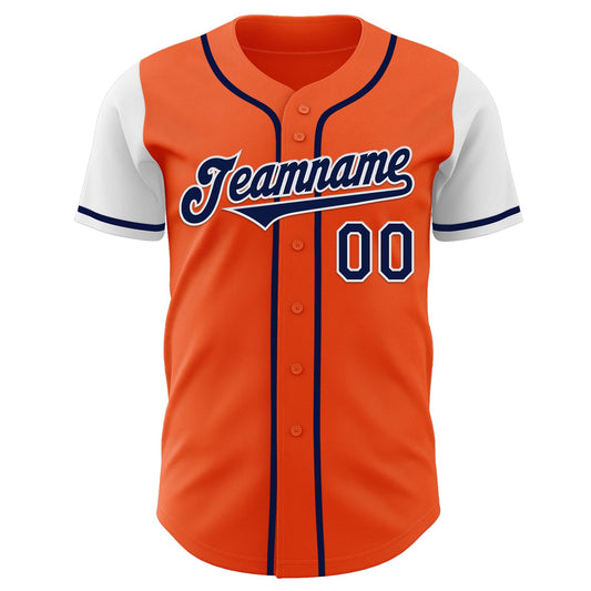 Custom Orange Navy-White Authentic Two Tone Baseball Jersey - Sky-Custom