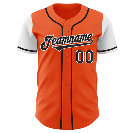 Custom Orange Black-White Authentic Two Tone Baseball Jersey - Sky-Custom