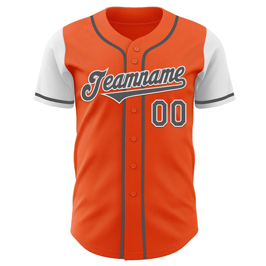 Custom Orange Steel Gray-White Authentic Two Tone Baseball Jersey - Sky-Custom