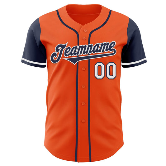Custom Orange Navy-White Authentic Two Tone Baseball Jersey - Sky-Custom