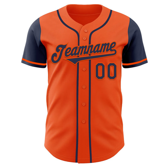 Custom Orange Navy Authentic Two Tone Baseball Jersey - Sky-Custom