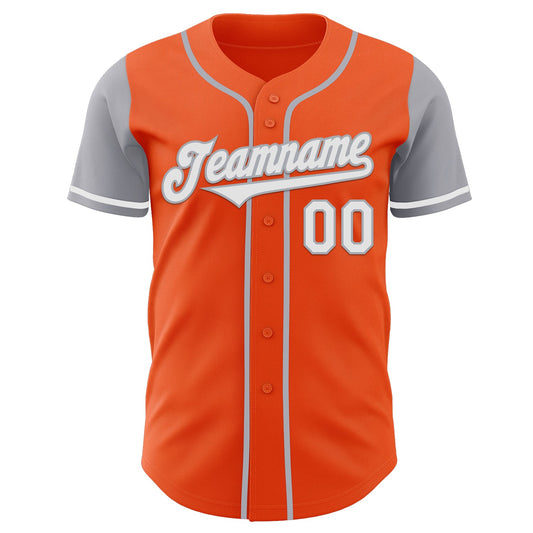 Custom Orange White-Gray Authentic Two Tone Baseball Jersey - Sky-Custom