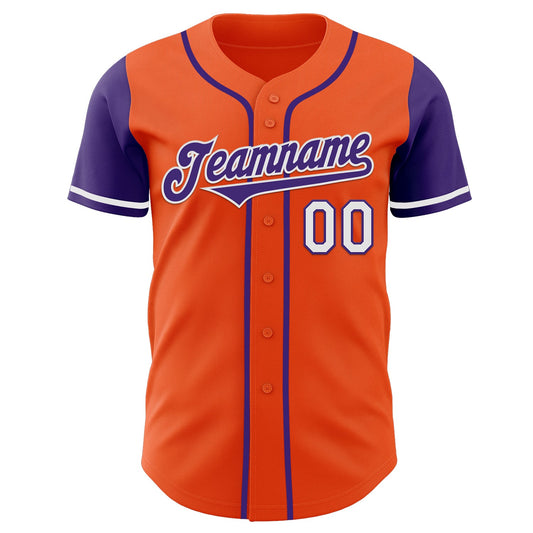 Custom Orange Purple-White Authentic Two Tone Baseball Jersey - Sky-Custom