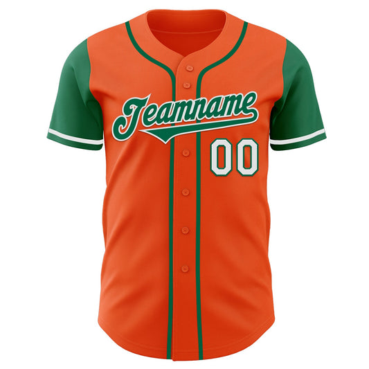 Custom Orange Kelly Green-White Authentic Two Tone Baseball Jersey - Sky-Custom