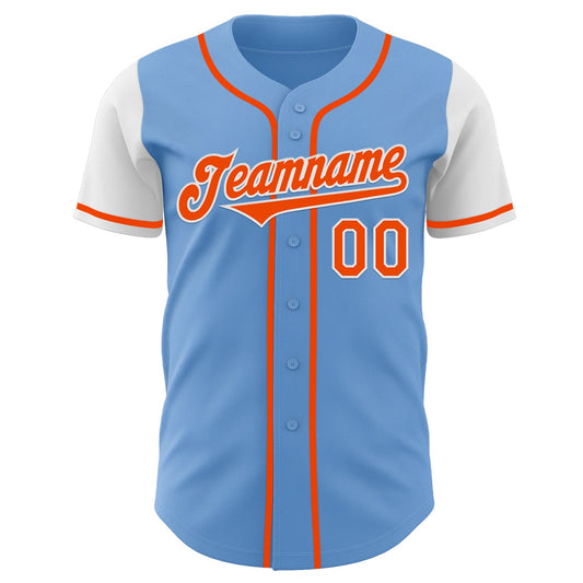 Custom Light Blue Orange-White Authentic Two Tone Baseball Jersey - Sky-Custom