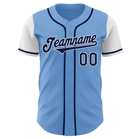 Custom Light Blue Navy-White Authentic Two Tone Baseball Jersey - Sky-Custom