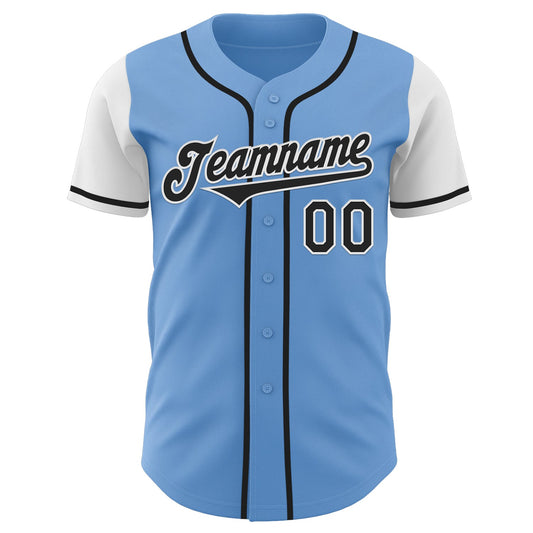 Custom Light Blue Black-White Authentic Two Tone Baseball Jersey - Sky-Custom