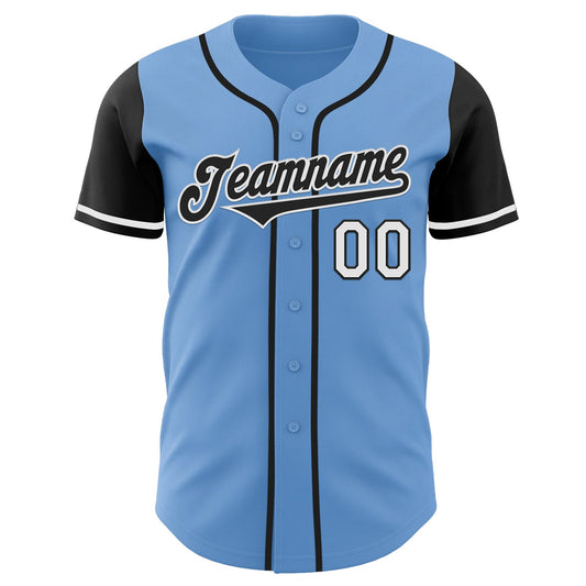 Custom Light Blue Black-White Authentic Two Tone Baseball Jersey - Sky-Custom