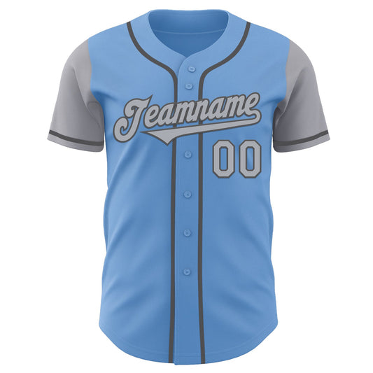 Custom Light Blue Gray-Steel Gray Authentic Two Tone Baseball Jersey - Sky-Custom