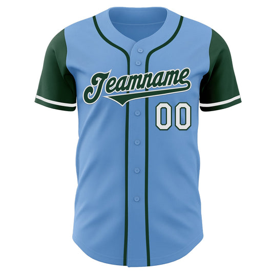 Custom Light Blue Green-White Authentic Two Tone Baseball Jersey - Sky-Custom