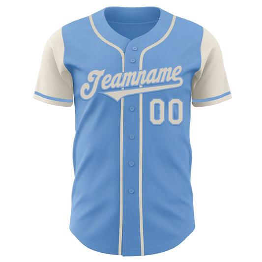 Custom Light Blue Cream Authentic Two Tone Baseball Jersey - Sky-Custom
