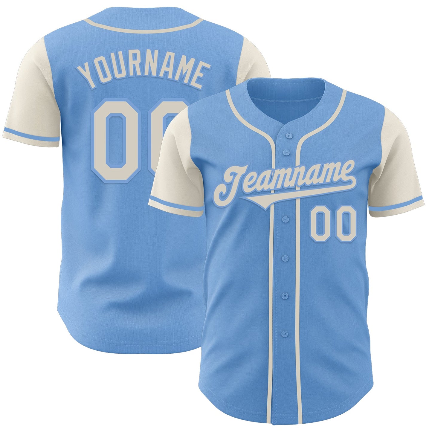Custom Light Blue Cream Authentic Two Tone Baseball Jersey - Sky-Custom