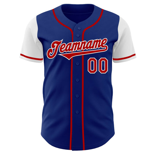 Custom Royal Red-White Authentic Two Tone Baseball Jersey - Sky-Custom