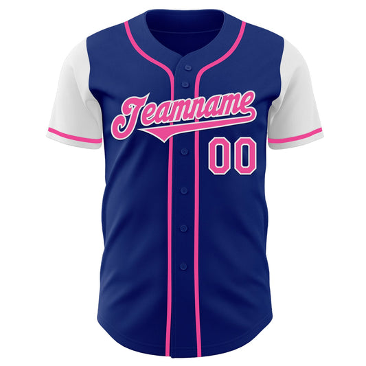 Custom Royal Pink-White Authentic Two Tone Baseball Jersey - Sky-Custom