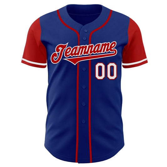 Custom Royal Red-White Authentic Two Tone Baseball Jersey - Sky-Custom