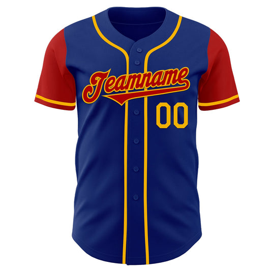 Custom Royal Red-Gold Authentic Two Tone Baseball Jersey - Sky-Custom