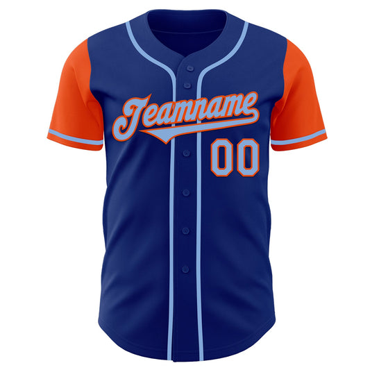 Custom Royal Light Blue-Orange Authentic Two Tone Baseball Jersey - Sky-Custom