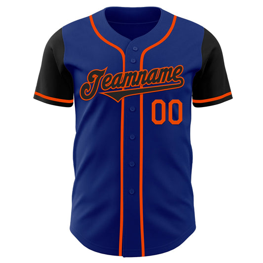 Custom Royal Black-Orange Authentic Two Tone Baseball Jersey - Sky-Custom