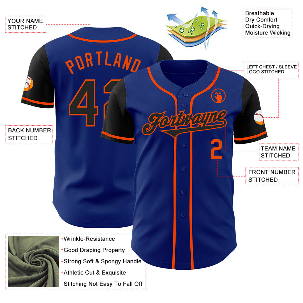 Custom Royal Black-Orange Authentic Two Tone Baseball Jersey - Sky-Custom