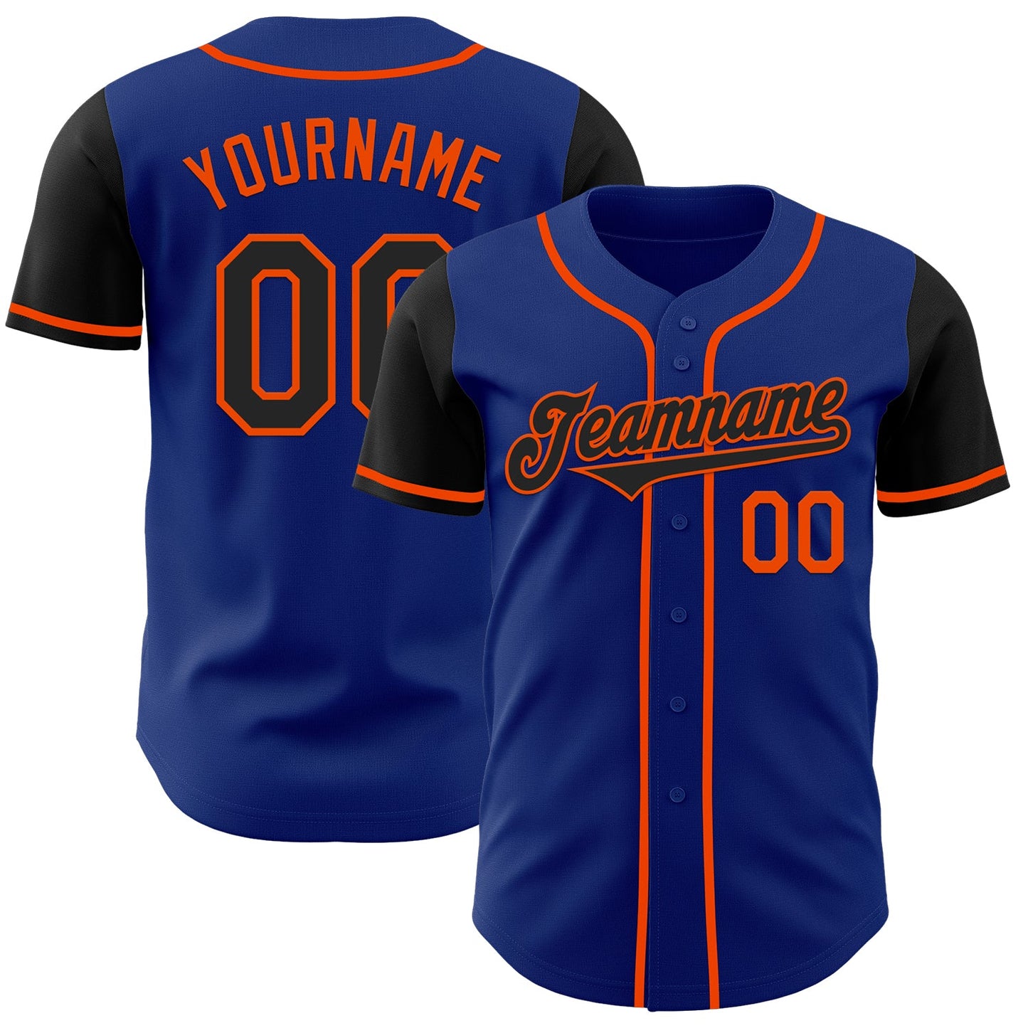 Custom Royal Black-Orange Authentic Two Tone Baseball Jersey - Sky-Custom