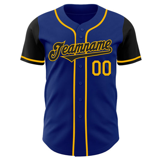 Custom Royal Black-Gold Authentic Two Tone Baseball Jersey - Sky-Custom