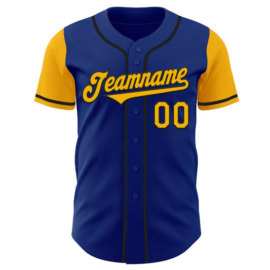 Custom Royal Gold-Black Authentic Two Tone Baseball Jersey - Sky-Custom