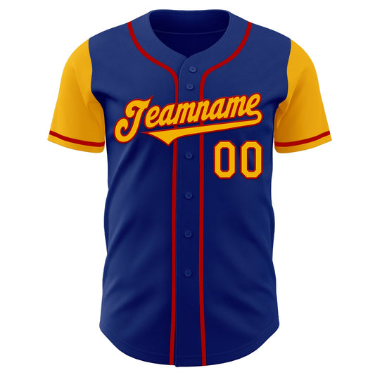 Custom Royal Gold-Red Authentic Two Tone Baseball Jersey - Sky-Custom