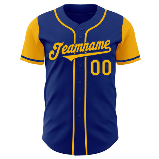 Custom Royal Gold Authentic Two Tone Baseball Jersey - Sky-Custom