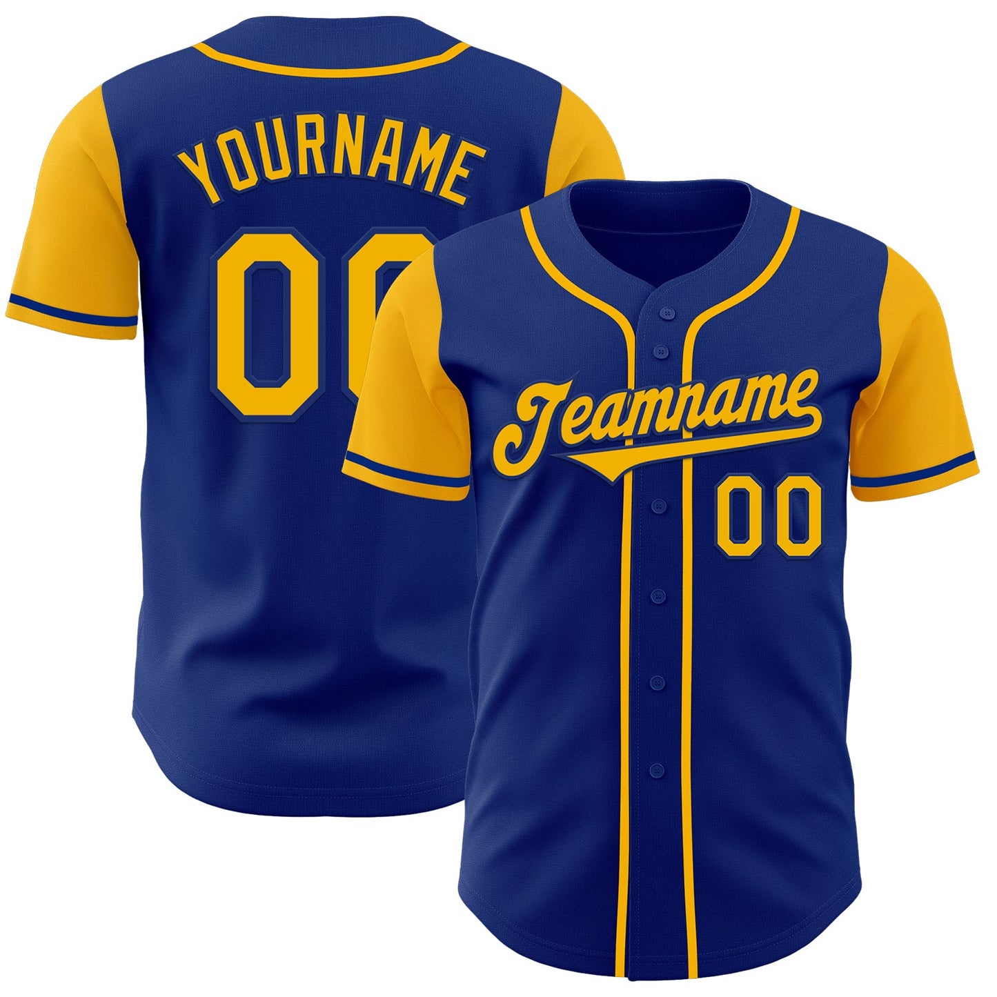Custom Royal Gold Authentic Two Tone Baseball Jersey - Sky-Custom