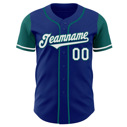 Custom Royal White-Teal Authentic Two Tone Baseball Jersey - Sky-Custom