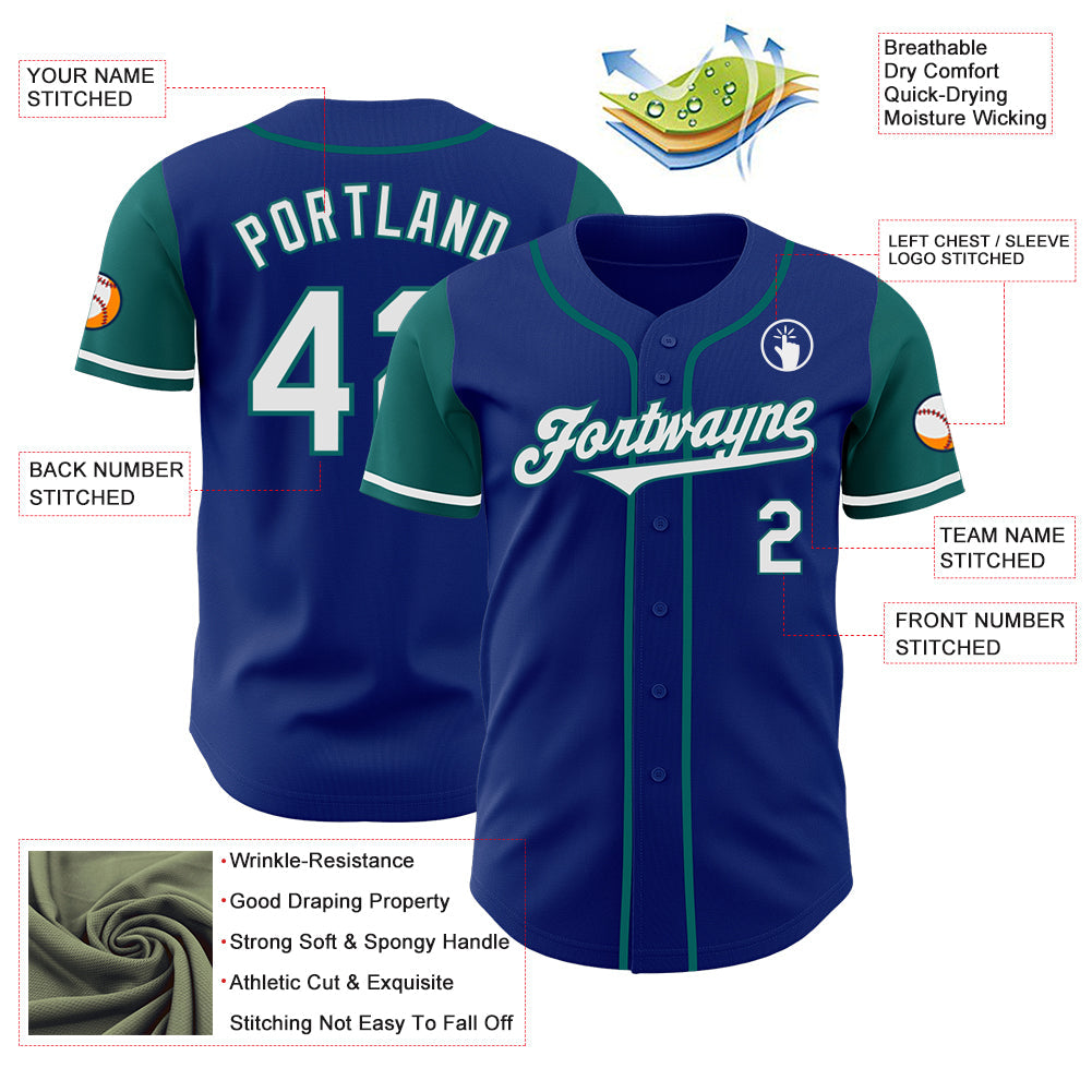 Custom Royal White-Teal Authentic Two Tone Baseball Jersey - Sky-Custom