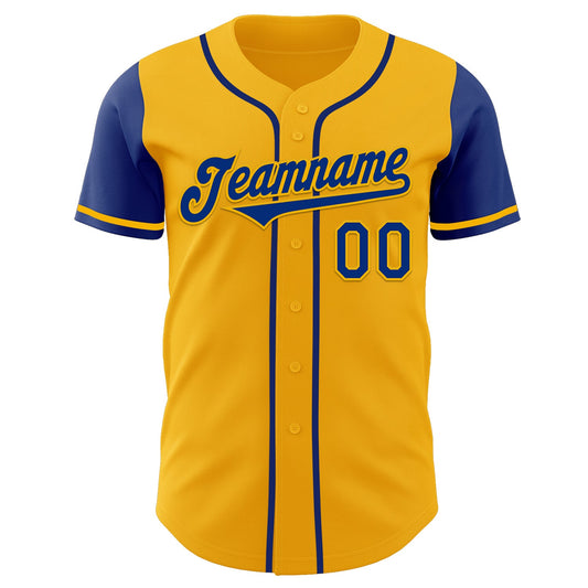 Custom Gold Royal Authentic Two Tone Baseball Jersey - Sky-Custom