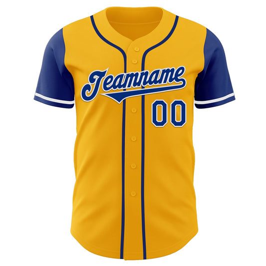 Custom Gold Royal-White Authentic Two Tone Baseball Jersey - Sky-Custom
