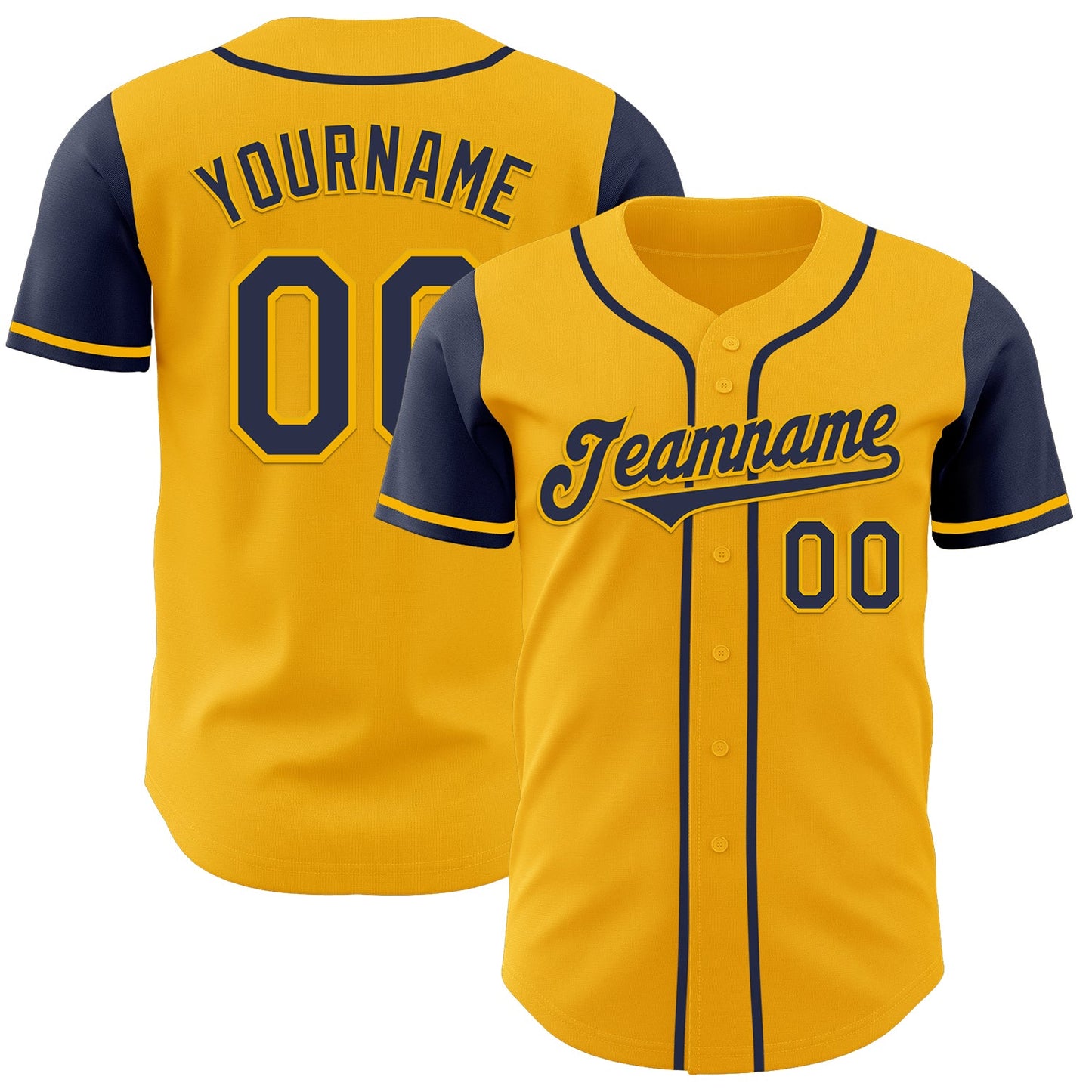 Custom Gold Navy Authentic Two Tone Baseball Jersey - Sky-Custom