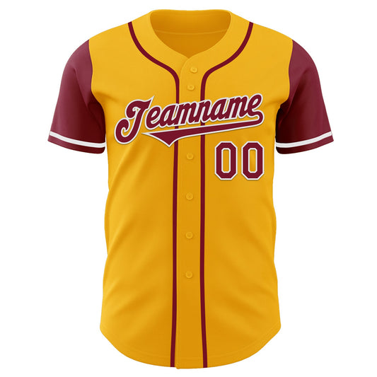 Custom Gold Crimson-White Authentic Two Tone Baseball Jersey - Sky-Custom