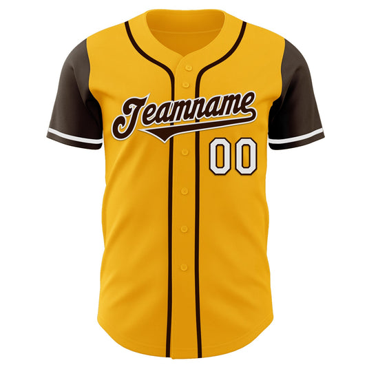 Custom Gold Brown-White Authentic Two Tone Baseball Jersey - Sky-Custom