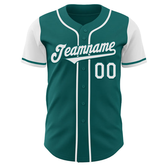 Custom Teal White Authentic Two Tone Baseball Jersey - Sky-Custom