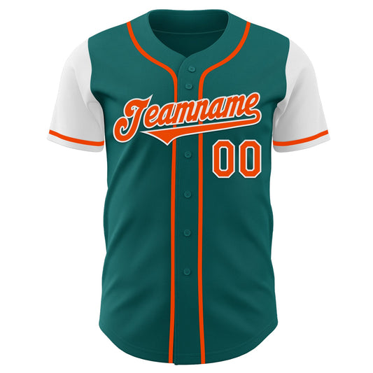 Custom Teal Orange-White Authentic Two Tone Baseball Jersey - Sky-Custom