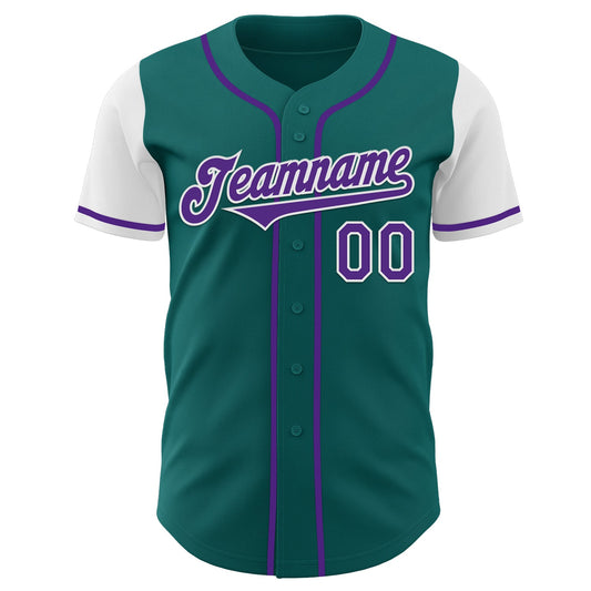 Custom Teal Purple-White Authentic Two Tone Baseball Jersey - Sky-Custom