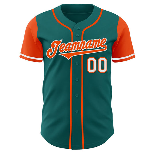 Custom Teal Orange-White Authentic Two Tone Baseball Jersey - Sky-Custom