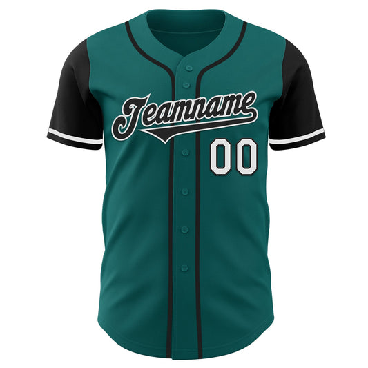 Custom Teal Black-White Authentic Two Tone Baseball Jersey - Sky-Custom