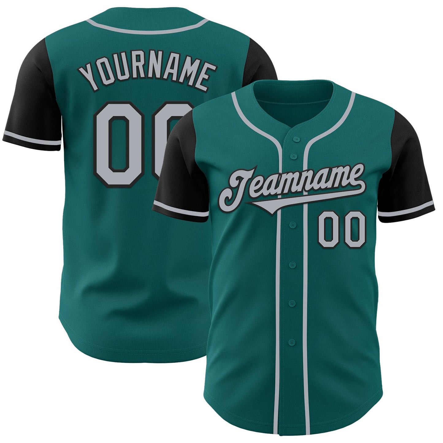 Custom Teal Gray-Black Authentic Two Tone Baseball Jersey - Sky-Custom
