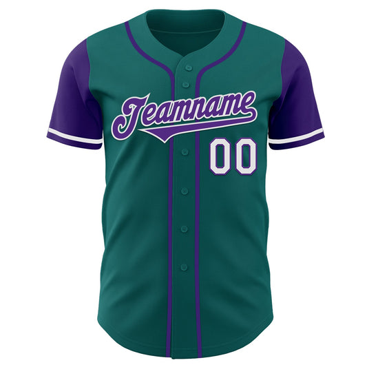Custom Teal Purple-White Authentic Two Tone Baseball Jersey - Sky-Custom